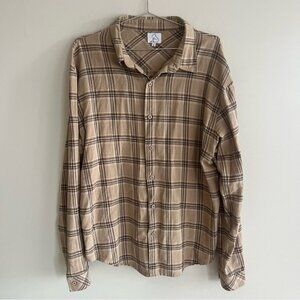 Kuwalla Tee Brown Plaid 100% Cotton Made in  Canada Button Down Shirt